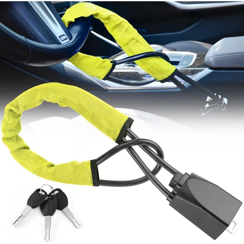 foto del prodotto sollbry bloccasterzo bloccasterzo antifurto universale per auto bloccasterzo per auto con 3 chiavi per la sicurezza dell auto, adatto alla