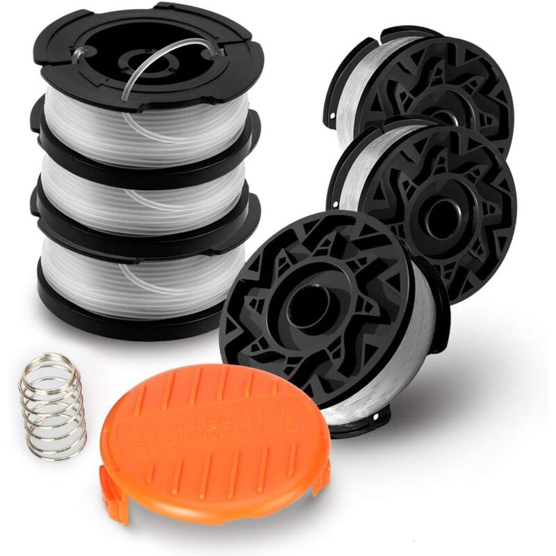 foto del prodotto sollbry bobina di filo per decespugliatori black and decker, confezione da 6 bobine di filo per decespugliatori con 1 copri bobina e 1 molla