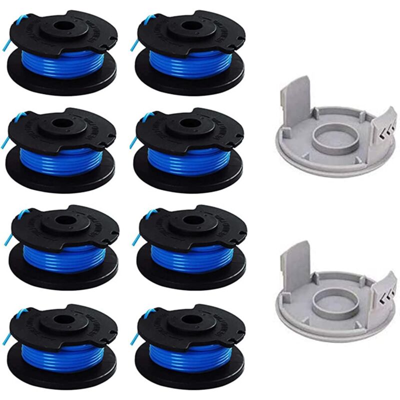 foto del prodotto sollbry bobina di ricambio per decespugliatore ryobi 18v 24v 40v, compatibile con ryobi one ac14rl3a, 8 bobine 2 cappucci di taglio