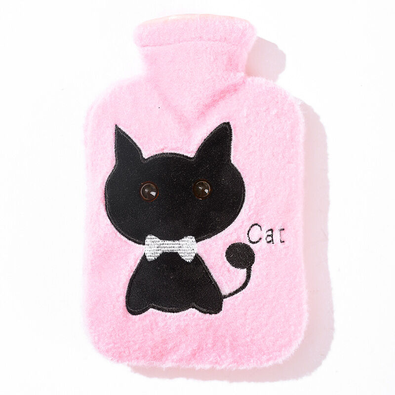 foto del prodotto sollbry borsa dell acqua calda a forma di gatto in peluche da 500 ml, per adulti e bambini, ideale come regalo per amici e familiari, colore rosa.