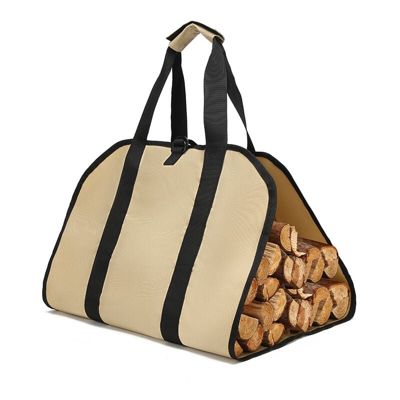 foto del prodotto sollbry borsa per legna da ardere, borsa in tela per camino, borsa per legna resistente all acqua, accessori per camino pieghevoli, ideale per