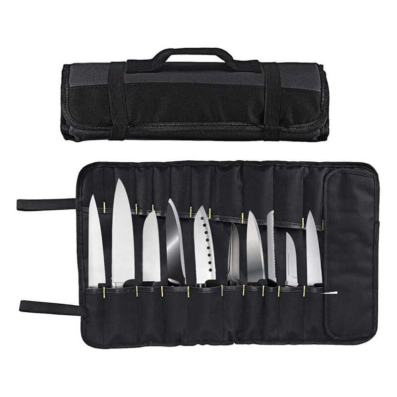 foto del prodotto sollbry borsa per posate da chef professionale borsa per coltelli da chef che pu contenere fino a 22 coltelli, nera