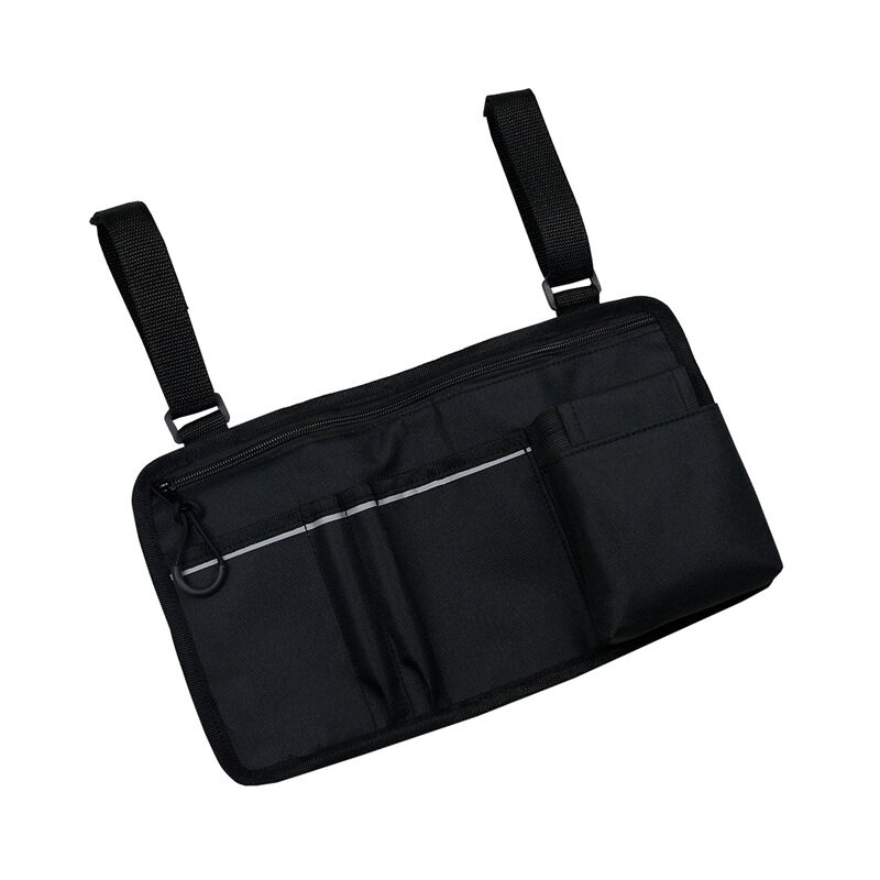 foto del prodotto sollbry borsa per sedia a rotelle, pratica borsa per sedia a rotelle, multiuso, con clip, portabicchieri, borsa per sedia a rotelle antiusura,