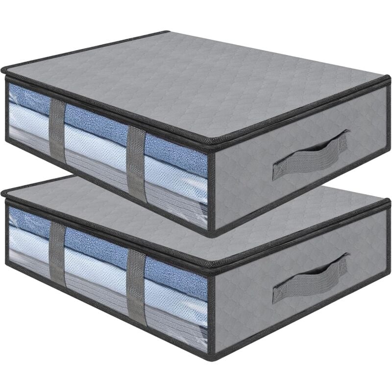 foto del prodotto sollbry borsa portaoggetti sottoletto, confezione da 2, pieghevole, organizer per armadio sottoletto, morbida, grande capacit , con finestra