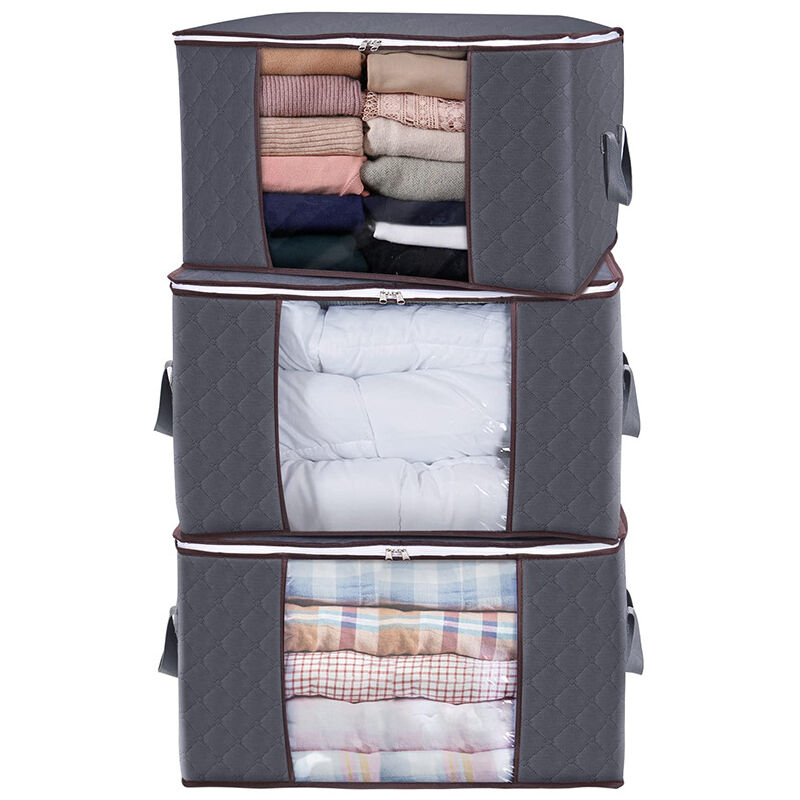 foto del prodotto sollbry borsa portaoggetti spessa in tessuto non tessuto per trapunte, da mettere sotto il letto, per coperte, cuscini, giocattoli, giacche e