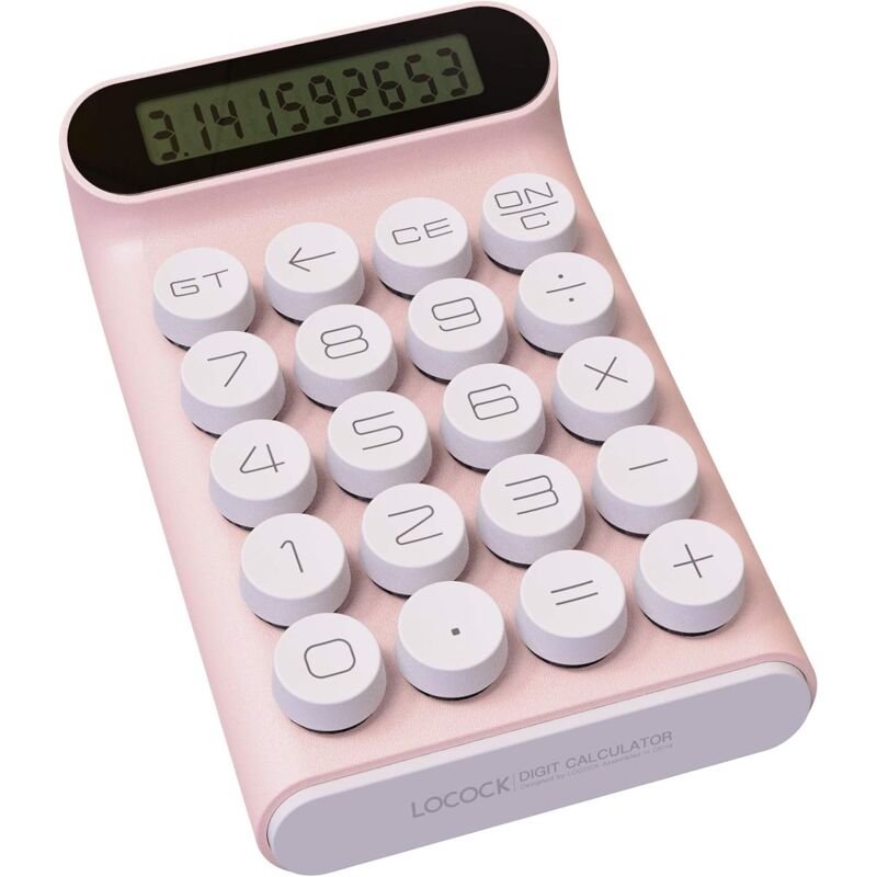 foto del prodotto sollbry calcolatrice con interruttore meccanico, portatile per uso quotidiano e ufficio di base, ampio display lcd a 10 cifre rosa 