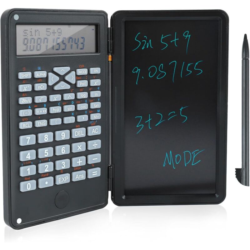 foto del prodotto sollbry calcolatrice scientifica con display lcd a doppia riga, tavoletta per scrivere, 240 funzioni, dimensioni compatte, per ufficio e scuola