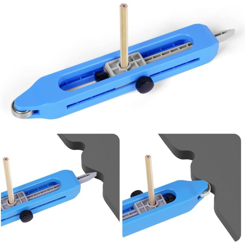 foto del prodotto sollbry calibro di contorno con blocco, strumento di profilo, righello di misurazione per lavorazione del legno, duplicatore di contorni