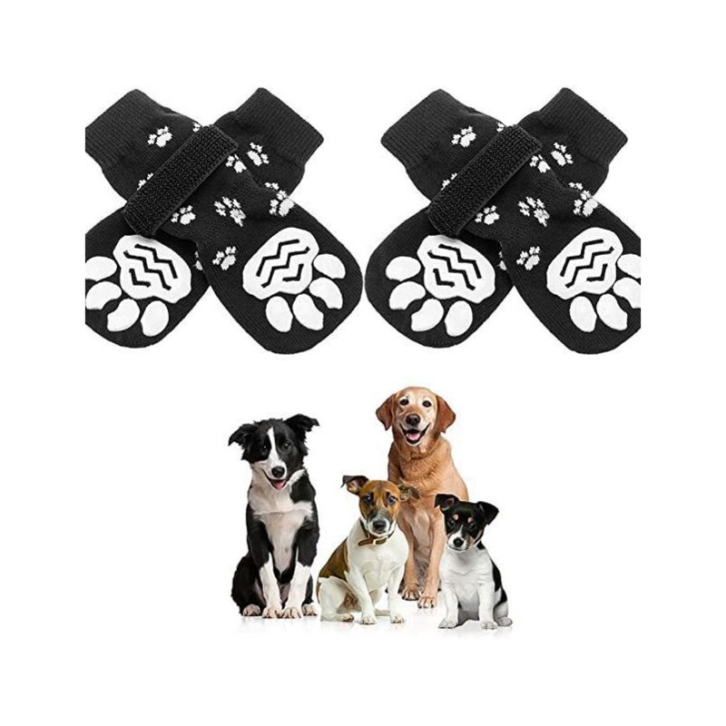 foto del prodotto sollbry calzini antiscivolo per cani, 2 paia di protezioni morbide e regolabili per zampe di animali domestici, protezioni antiscivolo bifacciali