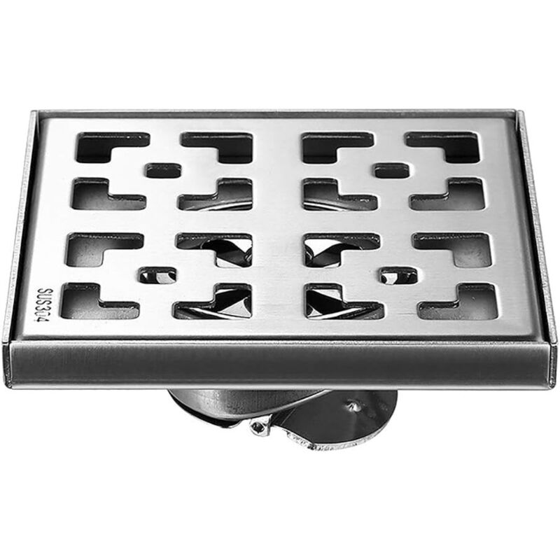 foto del prodotto sollbry canale di scarico per doccia in acciaio inox, quadrato, con scarico a pavimento di grosso calibro, anti intasamento e anti odore, per bagno