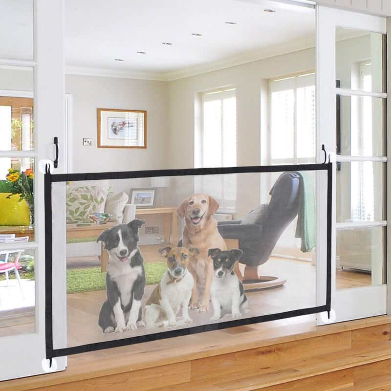 foto del prodotto sollbry cancelletto di sicurezza per cani, portatile, espandibile, pieghevole, in rete, per cucina, scale, corridoi, bambini 18072 cm 