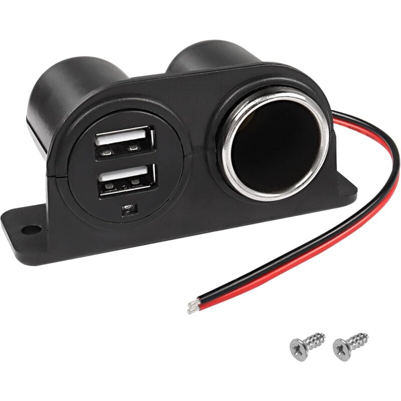 foto del prodotto sollbry caricabatteria per auto con doppia presa accendisigari usb, adattatore di alimentazione 12 24 v doppio usb accendisigari da 3,1 a per auto,