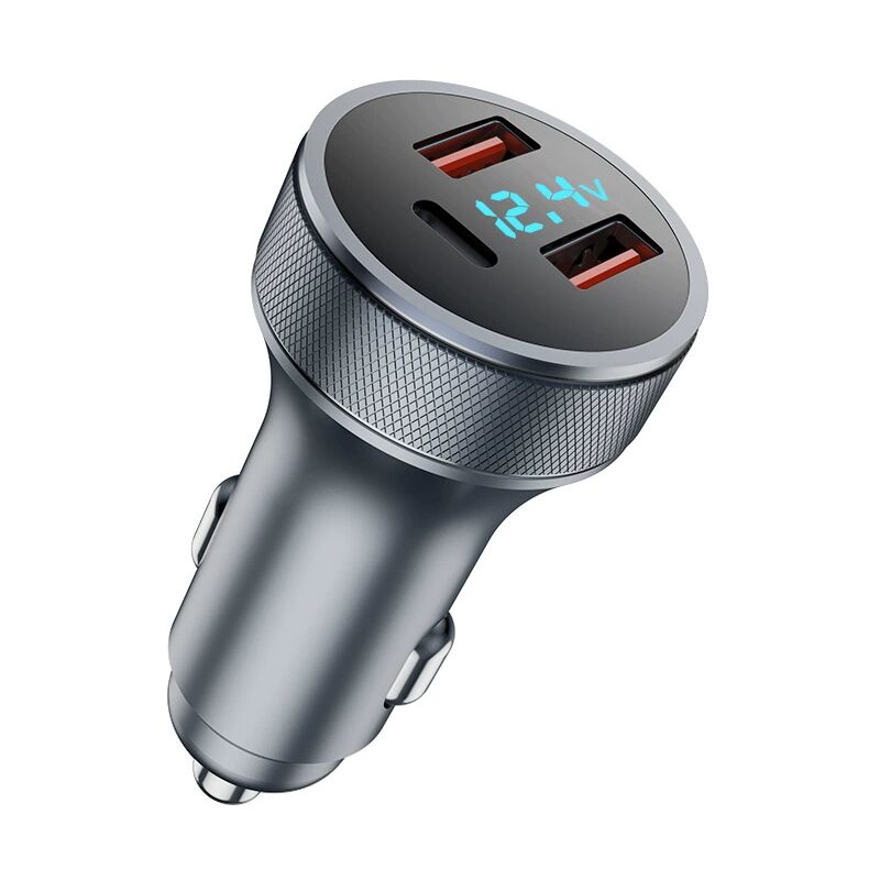 foto del prodotto sollbry caricabatterie auto usb da 72 w, adattatore di ricarica rapida in metallo, doppia porta usb, caricabatteria auto usb con voltmetro a led