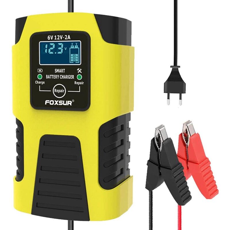 foto del prodotto sollbry caricabatterie per auto 6v 2a 12v 2a caricabatterie per batterie intelligenti completamente automatici mantenitore caricabatterie di
