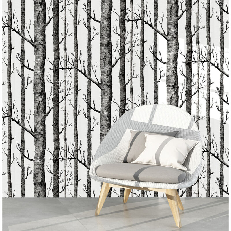 foto del prodotto sollbry carta da parati 3d in legno di betulla semplice, in bianco e nero, tessuto non tessuto, imitazione legno, grafica, carta da parati tv