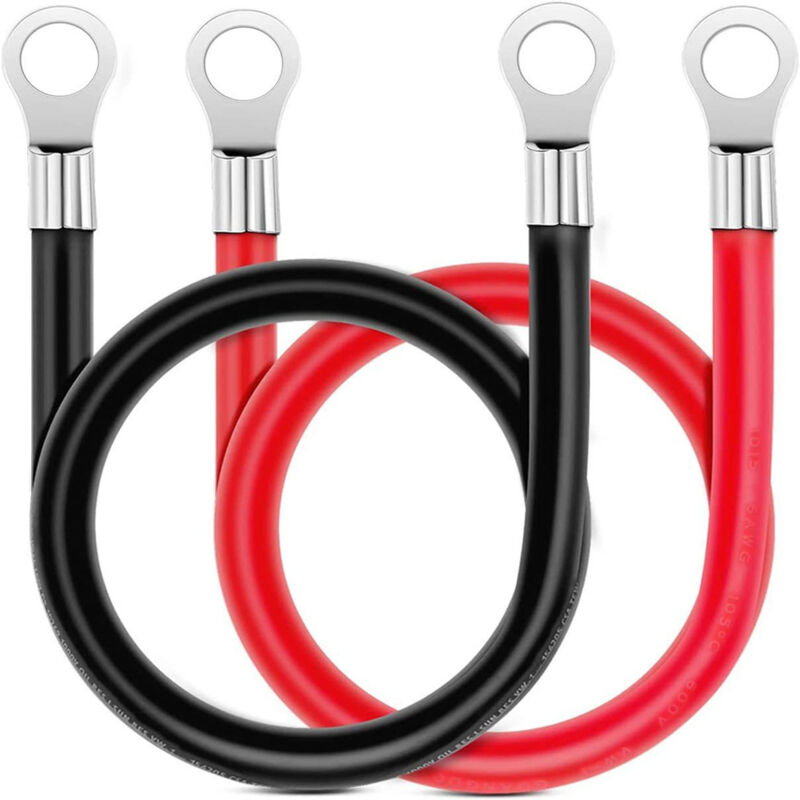 foto del prodotto sollbry cavo per batteria inverter da 35 mm , 30 cm, terminali ad anello rossi e neri in rame stagnato per moto, automobili e imbarcazioni.