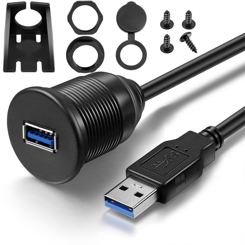 foto del prodotto sollbry cavo usb 3.0 da incasso, pannello cruscotto, montaggio cruscotto, jack, connettore, prolunga, cavo, resistente all acqua, maschio femmina