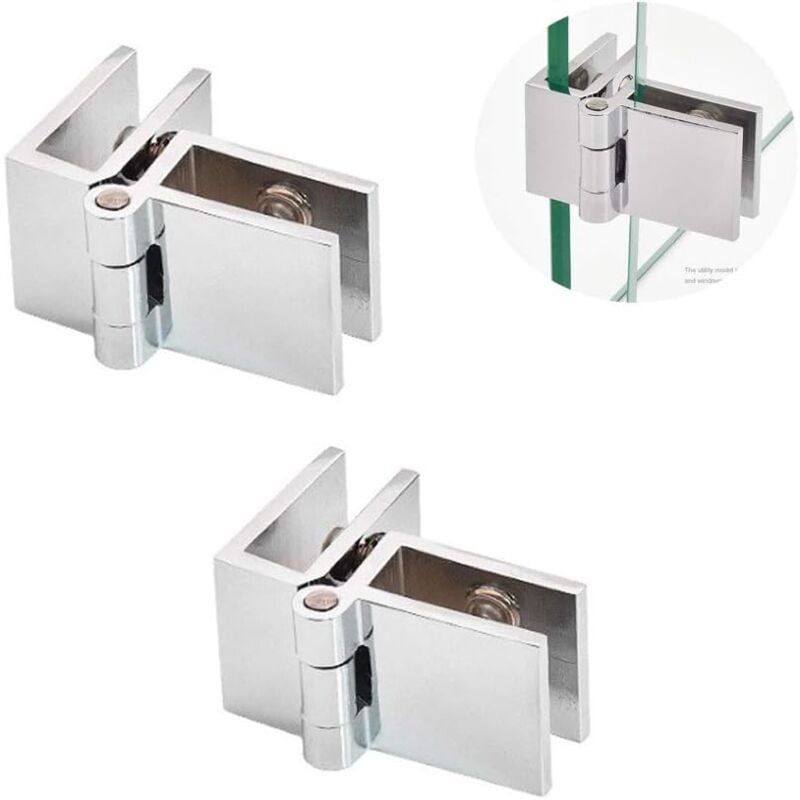 foto del prodotto sollbry cerniera in lega di zinco a 90 gradi per vetro, kit di cerniere per porte in vetro, clip di fissaggio per porte doccia e vetrine, spessore