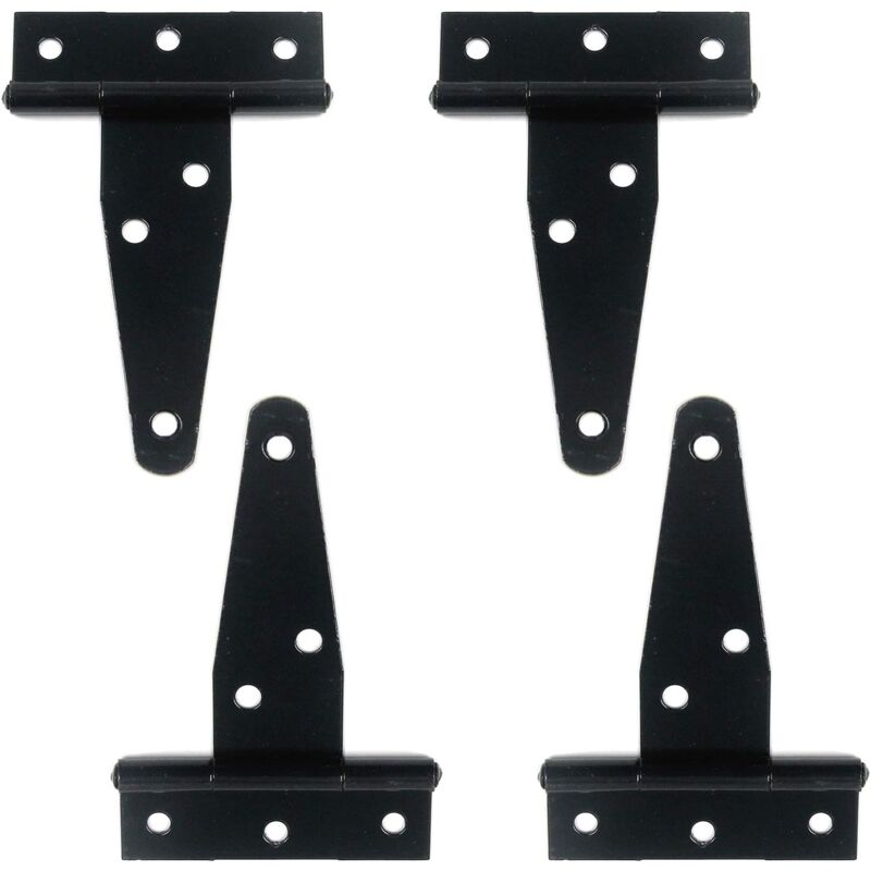 foto del prodotto sollbry cerniere decorative a t per porte, cancelli, armadi, capannoni, cerniere a t con cinghia, con viti di montaggio, nere, lunghezza 3 