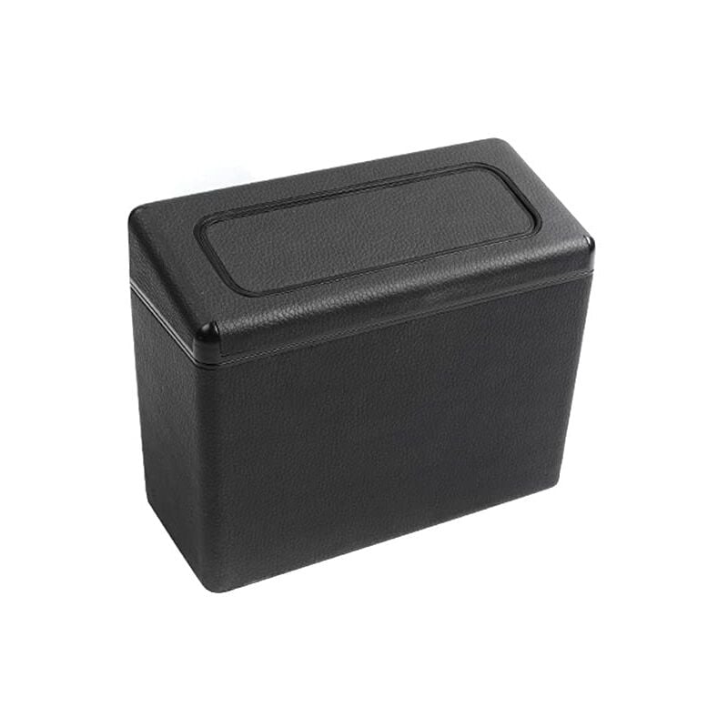 foto del prodotto sollbry cestino per auto in abs, porta rifiuti con coperchio, portatile, impermeabile, da appendere al tavolo, per auto, casa e cucina, nero.