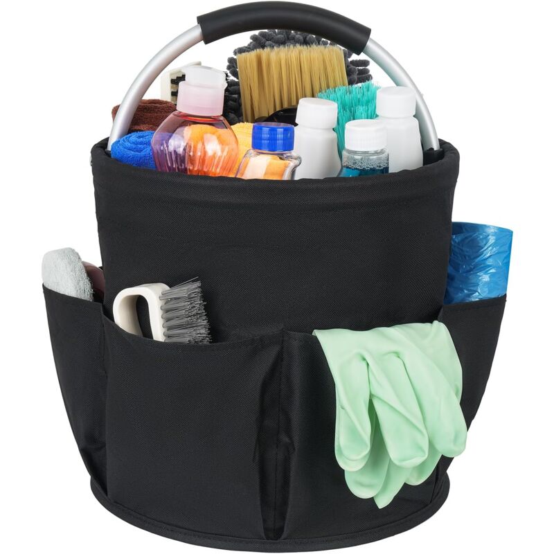 foto del prodotto sollbry cesto per la pulizia con manico, organizer per la pulizia multitasche, grande borsa per la pulizia, facile da pulire e trasportare, organizer