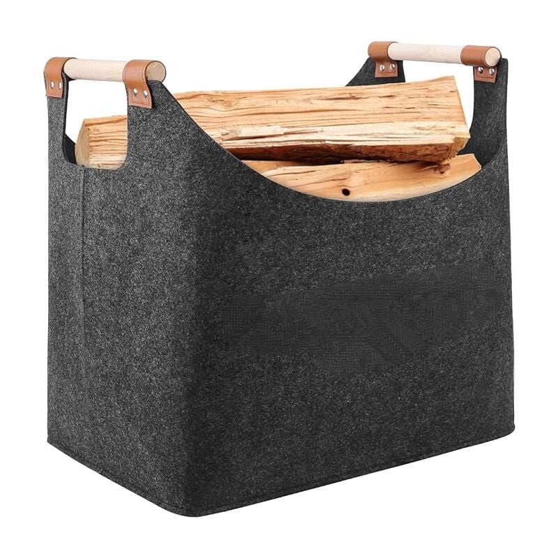 immagine 0 del prodotto sollbry cesto per legna da ardere in feltro extra spesso e manico rinforzato cesto pieghevole in legno e feltro come cestino portaoggetti per