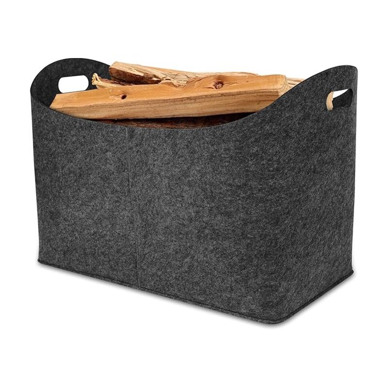 foto del prodotto sollbry cesto portalegna in feltro 55x30x40 cm con manico rinforzato, borsa portaoggetti per legna da ardere, giornali e vestiti, accessori per