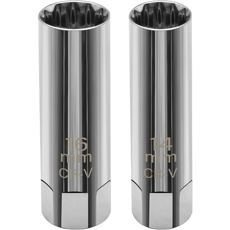 foto del prodotto sollbry chiave per candele da 2 pezzi, bussola magnetica sottile per candele da 16 mm 14 mm, strumento di rimozione candele da 12 punti con attacco
