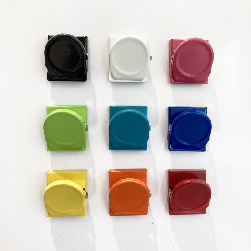 foto del prodotto sollbry clip magnetiche in metallo per frigorifero, 9 pezzi, clip magnetiche per frigorifero potenti, clip magnetiche bulldog, per ufficio, casa,
