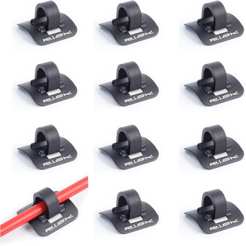 foto del prodotto sollbry clips clip per cavi per bicicletta, adesivi, 3m, con supporto adesivo, 12 pezzi, supporto per cavi in lega di alluminio per biciclette,