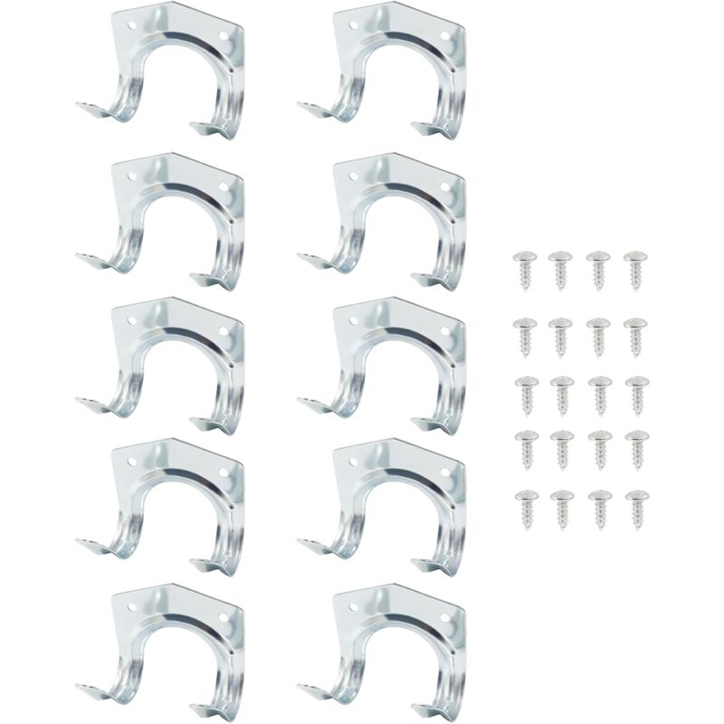 foto del prodotto sollbry confezione da 10 ganci portaoggetti in metallo argentato per garage, ganci da parete con viti per attrezzi da giardino, biciclette, scale