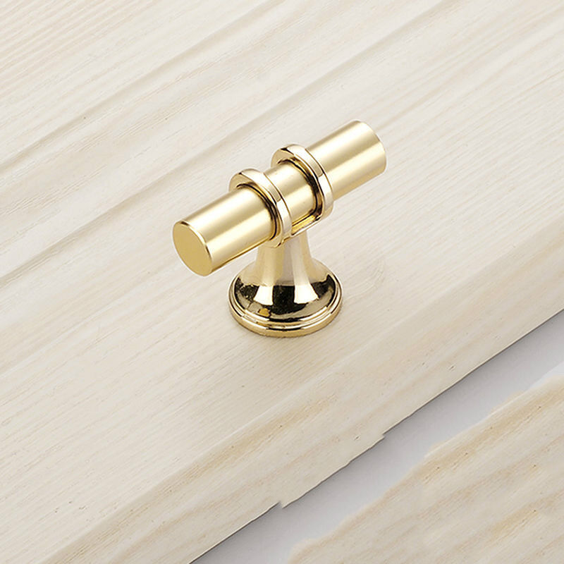 foto del prodotto sollbry confezione da 10 pomelli per mobili in ottone dorato spazzolato, pomelli per cassetti, pomelli a foro singolo, pomelli a t per cassettiera