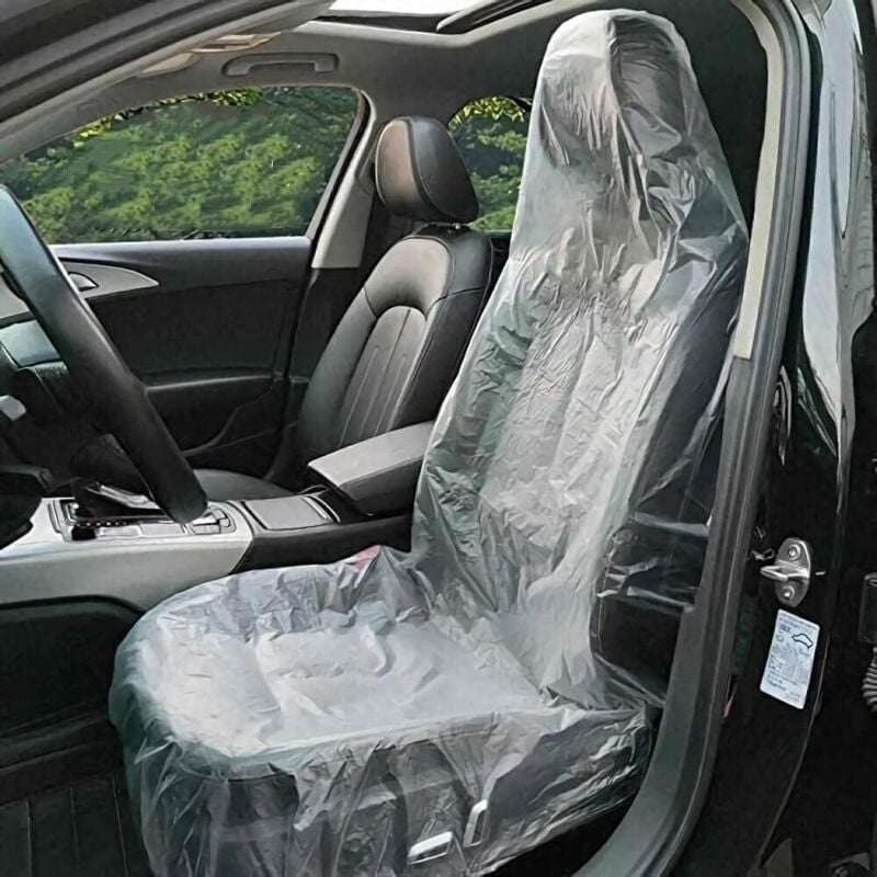 foto del prodotto sollbry confezione da 100 coprisedili monouso, coprisedili universali in plastica monouso per sedili di aerei, sedie a sdraio, ristoranti, autobus