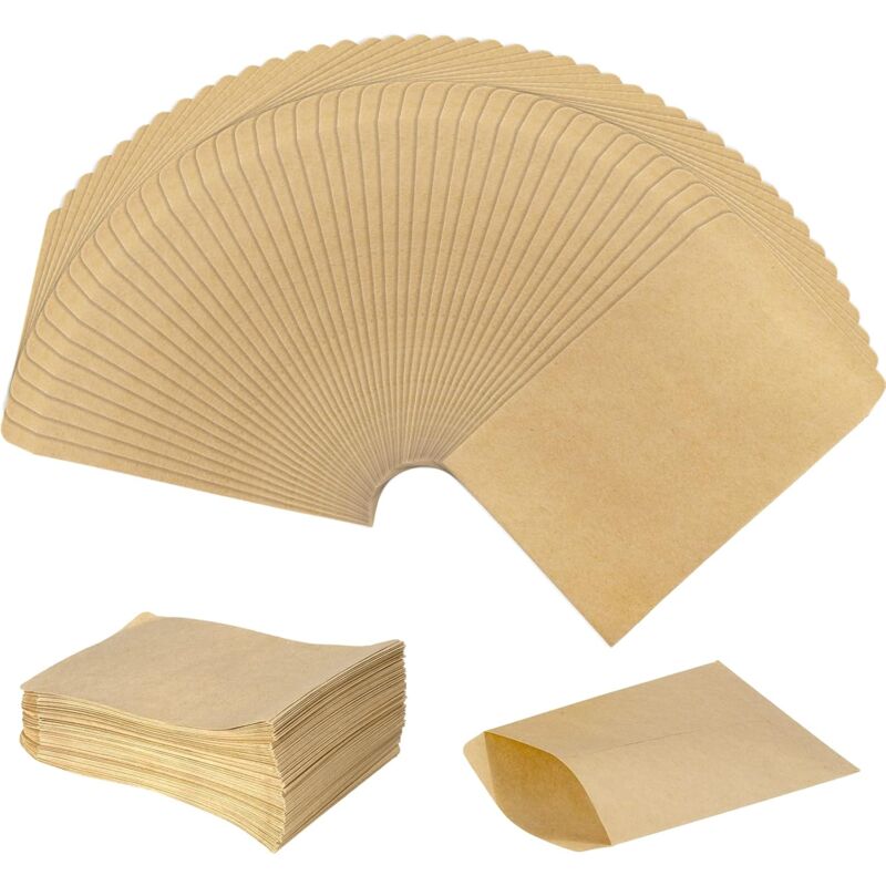 foto del prodotto sollbry confezione da 100 piccoli sacchetti piatti marroni mini sacchetti di carta kraft per bomboniere, gioielli, caramelle, biglietti di