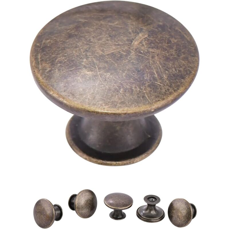 foto del prodotto sollbry confezione da 16 pomelli per mobili da cucina, pomelli per cassetti, pomelli rotondi con viti, ottone anticato, diametro 3 cm, pomelli per