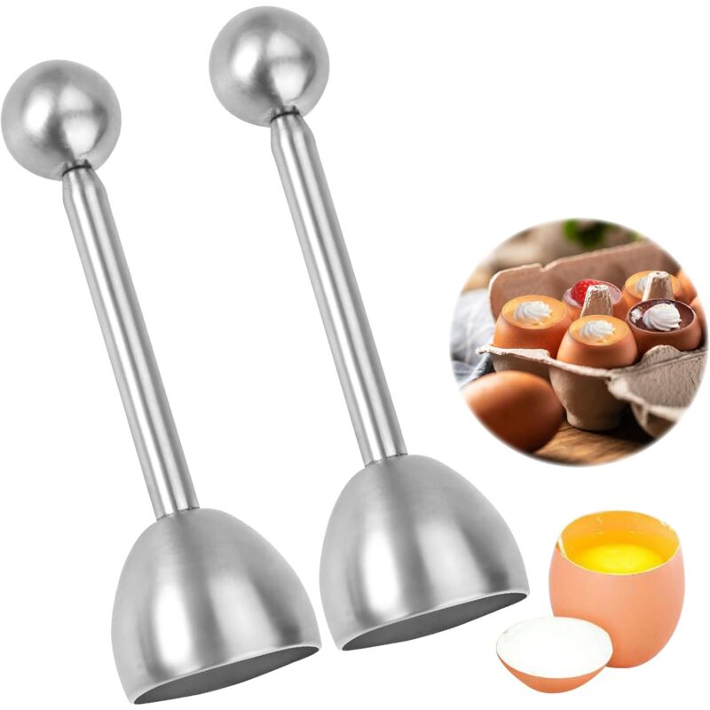 foto del prodotto sollbry confezione da 2 apriscatole in acciaio inox, taglia uova, utensile per uova, leva gusci d uovo, apri uova, taglia uova sode, utensile da