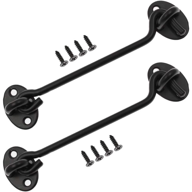 foto del prodotto sollbry confezione da 2 chiavistelli per porta da 6 , chiavistello con gancio e occhiello da 6 , serratura per porta del fienile easy lock,