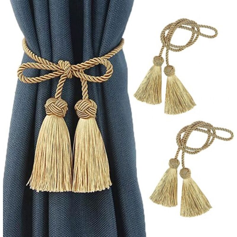 foto del prodotto sollbry confezione da 2 fermatende a doppia estremit , in corda intrecciata fatta a mano, stile europeo, decorativi per tende da casa e ufficio
