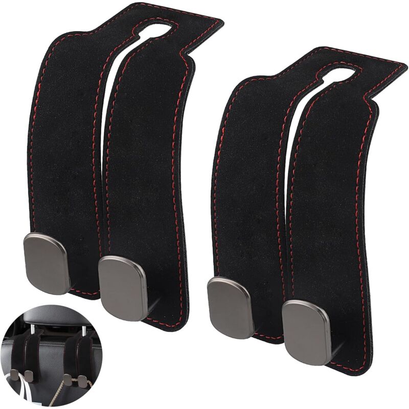foto del prodotto sollbry confezione da 2 ganci per poggiatesta auto, ganci multifunzionali per schienale sedile auto, gancio per poggiatesta sedile posteriore auto,