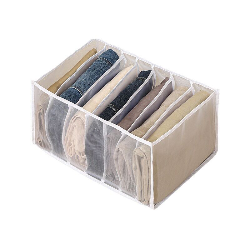 foto del prodotto sollbry confezione da 2 organizer pieghevoli in tessuto, organizer pieghevole per cassetti con 7 scomparti per jeans, magliette, magliette e