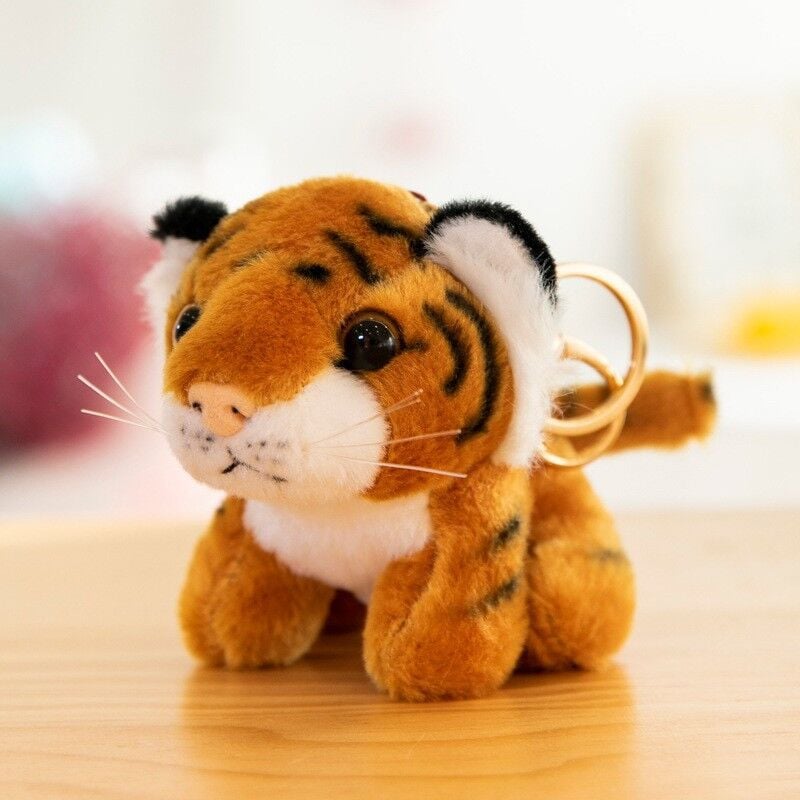 foto del prodotto sollbry confezione da 2 portachiavi di peluche a forma di tigre per zaini, borse, portamonete, giallo 10 cm 