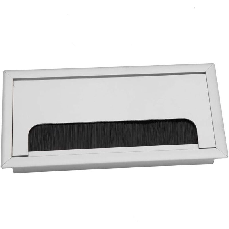 foto del prodotto sollbry confezione da 2 prese per cavi da scrivania in alluminio per computer, foro per inserimento cavi, coperchio superiore 80 x 160 mm 
