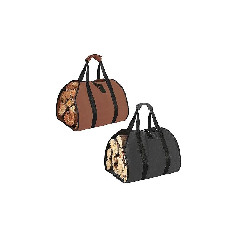 foto del prodotto sollbry confezione da 2 sacchetti per legna da ardere borsa in tela cerata, extra large, resistente all acqua, portatile per stufa a legna, per