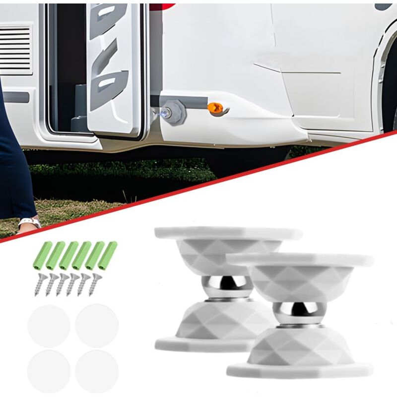 foto del prodotto sollbry confezione da 2 supporti magnetici per porta camper, per tenere la porta aperta, fermaporta per camper, roulotte, camper bianco 