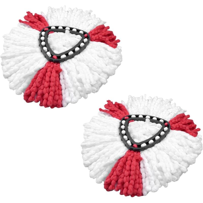 foto del prodotto sollbry confezione da 2 testine per mocio compatibili con la testina di ricambio vileda 2 in 1 turbo mop, rossa e bianca.