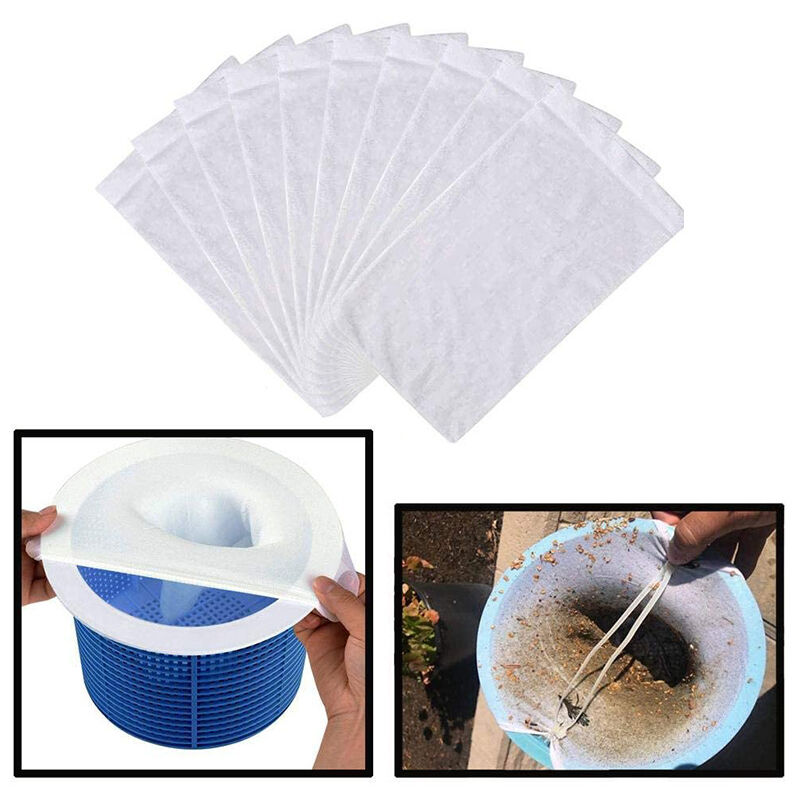 foto del prodotto sollbry confezione da 20 calzini per skimmer da piscina, filtri in tessuto di nylon elastico resistente per piscine, bianchi