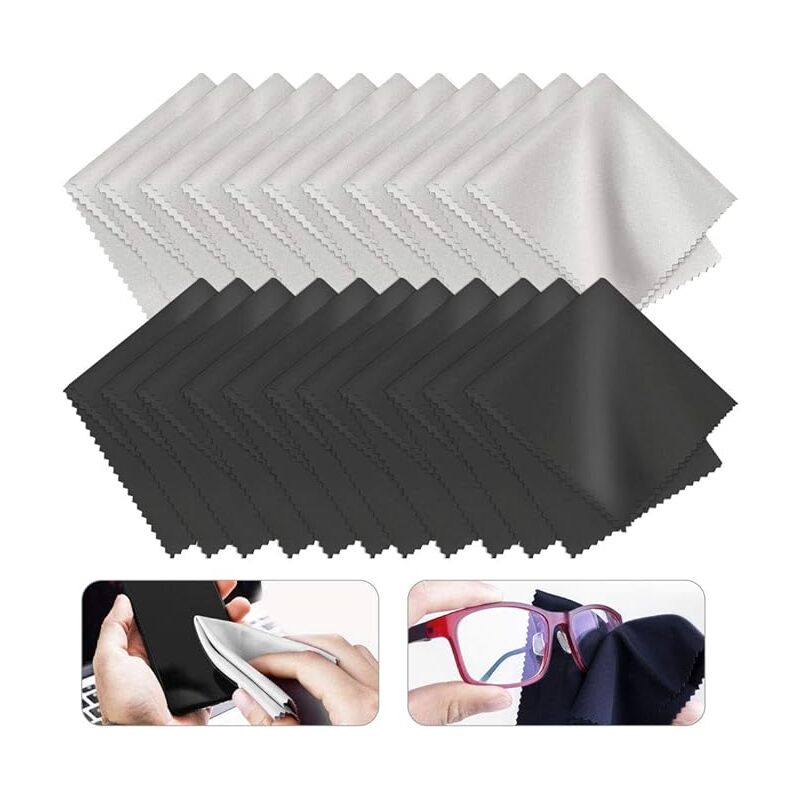 foto del prodotto sollbry confezione da 20 panni in microfibra per la pulizia di occhiali 15 x 15 cm senza pelucchi per la pulizia di occhiali, schermi lcd,