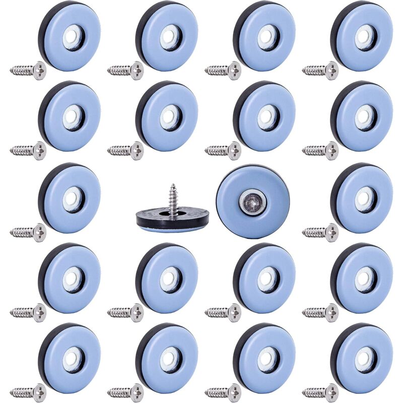 foto del prodotto sollbry confezione da 20 piedini per mobili in teflon da 22 mm per gambe di sedie, protezioni per pavimenti, piedini mobili in ptfe con viti per