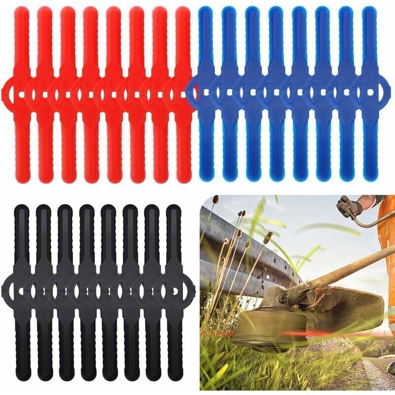 foto del prodotto sollbry confezione da 24 lame di ricambio per decespugliatore rosso in plastica per tagliabordi a batteria rosso 