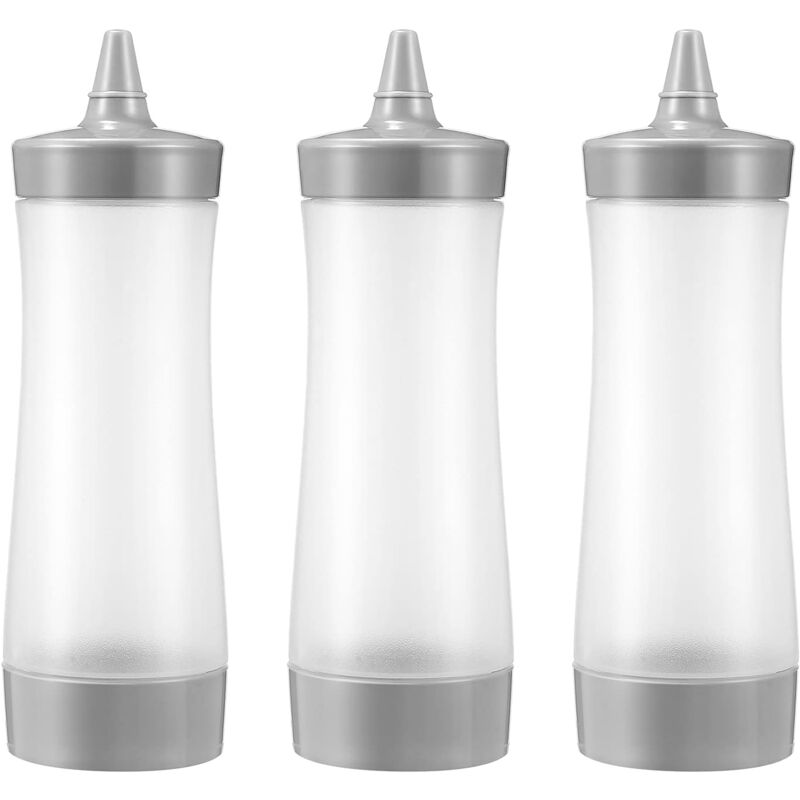 foto del prodotto sollbry confezione da 3 flaconi di plastica per ketchup con tappo a spillo dispenser per salse, condimenti per insalata, vernice, olio d oliva,